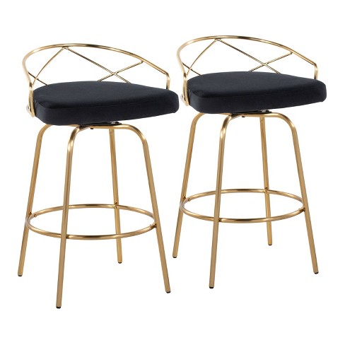 Set Of 2 Charlotte Counter Height Barstools Gold black