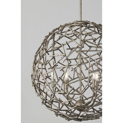 Champagne Luxe 6-Light Globe Pendant with Metal Branch Design