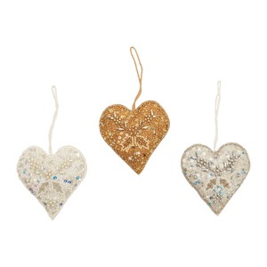 Gallerie II Metallic Shimmer Heart Ornament Assortment of 3 - 1 of 4