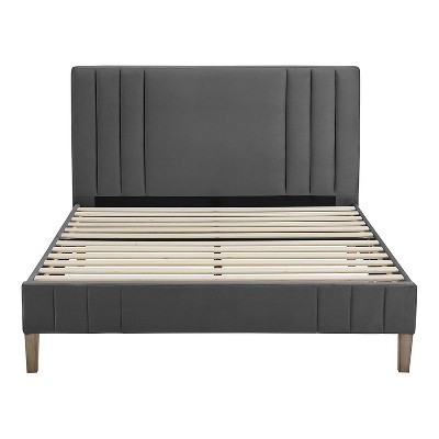 Classic Brands Chicago Modern Contemporary Tufted Upholstered Platform Bed with Headboard, Wood Frame, and Wood Slat Support, Queen, Antonio Mid Night