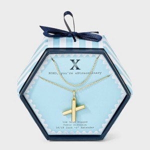 14K Gold Dipped Cubic Zirconia Duo Initial Multi-Strand Necklace - A New Day™ Gold - 1 of 4