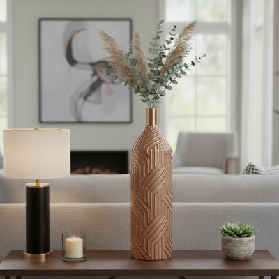 Decorative Oversized Vase with Pebble Pattern for Living Room Decor - Modern Flower Vase for Bedroom Styling, Office Accent, Home Decor