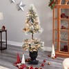 Nearly Natural 5-ft Flocked Artificial Porch Christmas Tree with 100 LED Lights and 186 Bendable Branches in Decorative Urn - 4 of 4