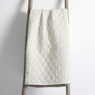 Cream Diamond Quilted Reversible Microfiber Throw