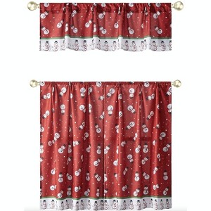 Kate Aurora Holiday Living Christmas Snowman Toss Complete 3 Pc Kitchen Curtain Tier & Valance Set - 58 in. W x 36 in. L - 1 of 2