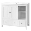 phiestina 36" White MDF Bathroom Vanity Cabinet without Basin, Double Doors, Double Drawers, Decorative Strips, Modern Storage Cabinet for Bathroom - 4 of 4