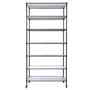 FONTOI 7 Tier Wire Shelving Unit, Adjustable Storage Racks with Wheels & Shelf Liners for Kitchen, Garage, Black, 48"*81.5"*18" - 1 of 4