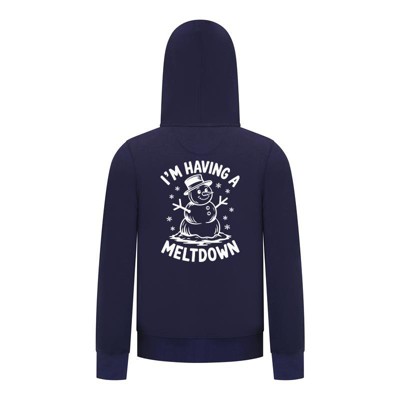 Everyday Kids Christmas Collection I’m Having a Meltdown Zip Up Hoodie – Funny Snowman Holiday Sweatshirt - Navy