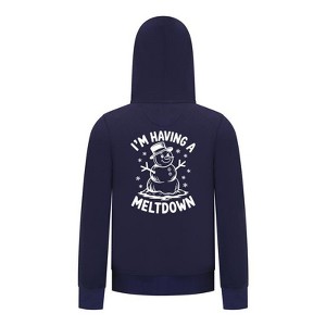 Everyday Kids Christmas Collection I’m Having a Meltdown Zip Up Hoodie – Funny Snowman Holiday Sweatshirt - Navy - 1 of 2