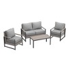 Sonkuki Outdoor Furniture Set Patio Conversation Sofa with Coffee Table Set, All-Weather PE Rattan Couch with Cushion - 2 of 4