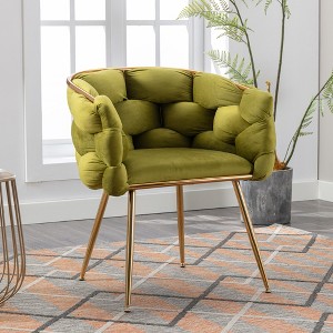 Lyngins Velvet Accent Chairs Set of 2 with Gold Metal Legs,Upholstered Arm Chairs for Living Room,Bedroom - 1 of 4