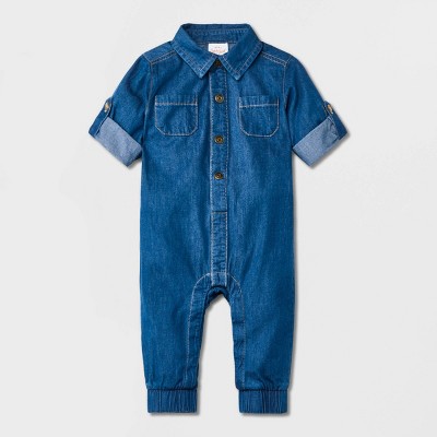 Image of Baby Denim Romper - Cat & Jack™ Medium Wash 12M
