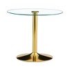 Gulches 35" Modern Round Dining Table, Transparent Tempered Glass Top with Gold Metal Legs, 4-6 Seater for Dining/Living/Meeting Rooms - 3 of 4