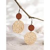Bohemian Hollow Cut-Out Wood Leather Dangle Drop Earrings, Boho Chic Hippie Statement Jewelry Gift for Women - 3 of 4