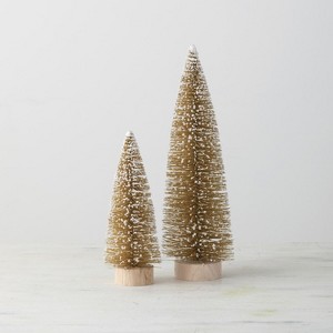 Sullivans Set of 2 Decorative Accent Trees with Snow 14.5"H & 9"H Gold - 1 of 4