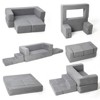 Modular Kids Couch for Toddler Playroom, Bedroom Imaginative Furniture, Kids Sofa for Playing, Sleeping, Toddler Girls and Boys, Grey - 4 of 4
