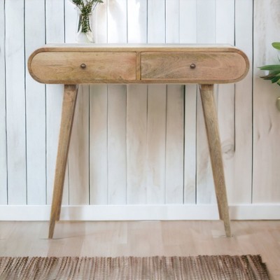 Solid Wood Nordic Legs 2-Drawer Console Table with Rounded Edges