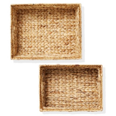Casafield Natural Water Hyacinth Rectangular Storage Basket Set with Handles