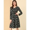 Allegra K Women's Floral Print V-Neck Smocked Waist Midi Dress - 2 of 4