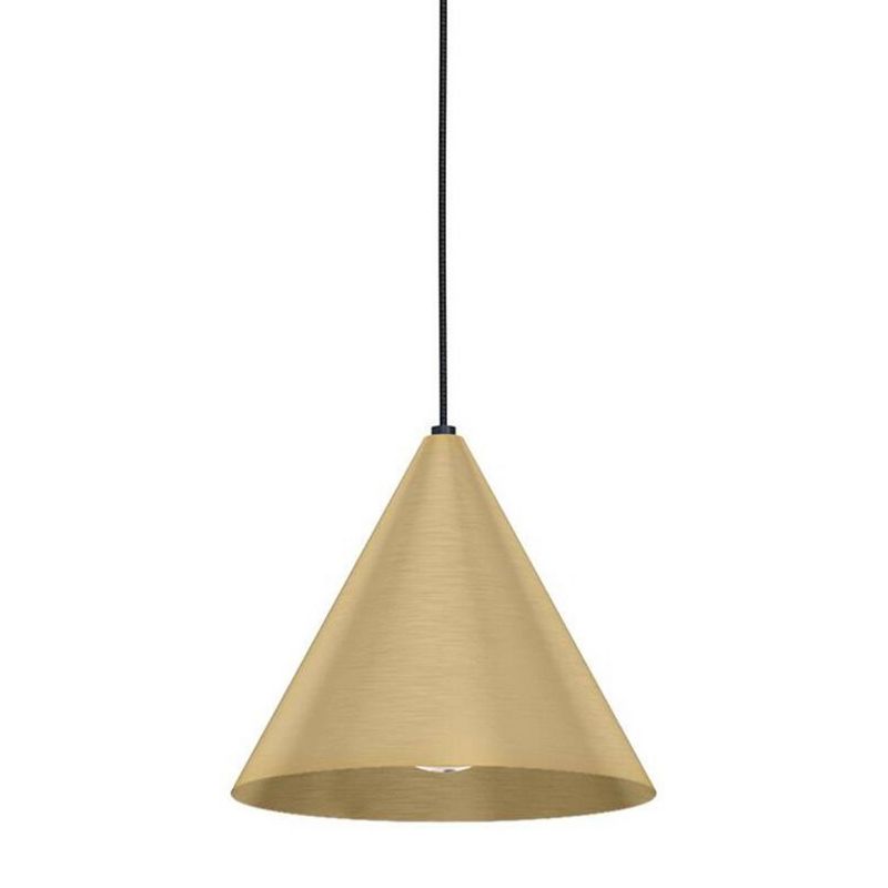 1-Light Narices Mini Pendant Structured Black Finish with Brushed Brass Metal Shade - EGLO, 4 of 5