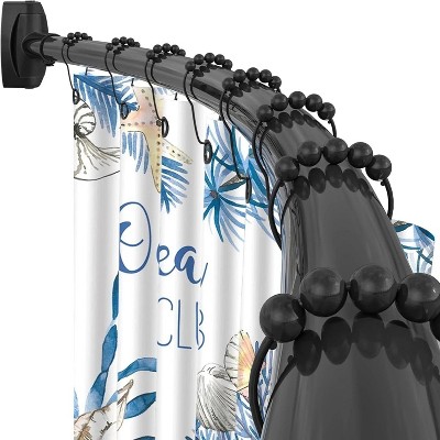 LunaLulinlk Curved Shower Curtain Rod, Adjustable Shower Rod for Bathroom, Black