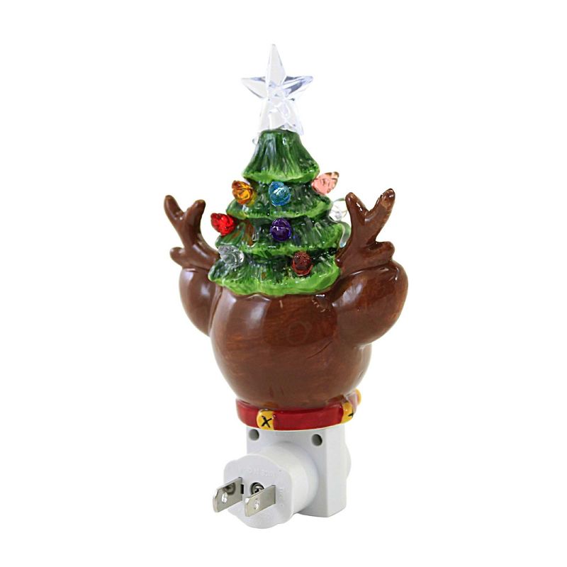 Christmas Reindeer With Tree Night Light  -  One Night Light 6.5 Inches -  Star Bulbs  -  Mx184788  -  Ceramic  -  Multicolored, 2 of 4