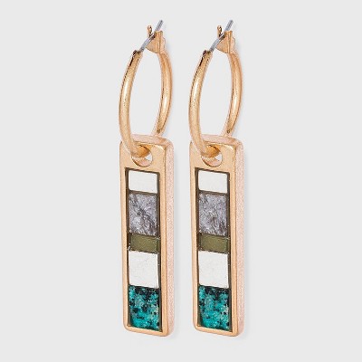 Semi-Precious Lilac Lepidolite and Chrysocolla Drop Earrings - Universal Thread™ Lilac