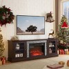 70" Fireplace TV Stand for 75 Inch TV, Modern Media Console with Glass Doors, Faux Stone & 23 Inch Electric Fireplace-3irtyhousy - 2 of 4