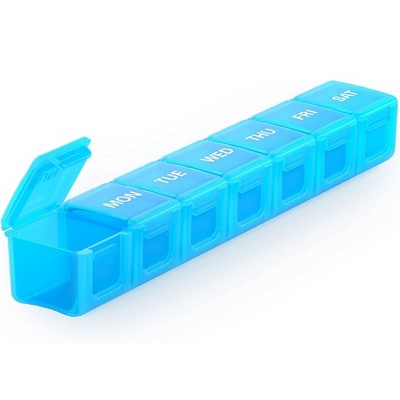 Sukuos XL Pill Box, Case w/Clear Lid, Arthritis-Friendly, BPA-Free, Easy-Clean