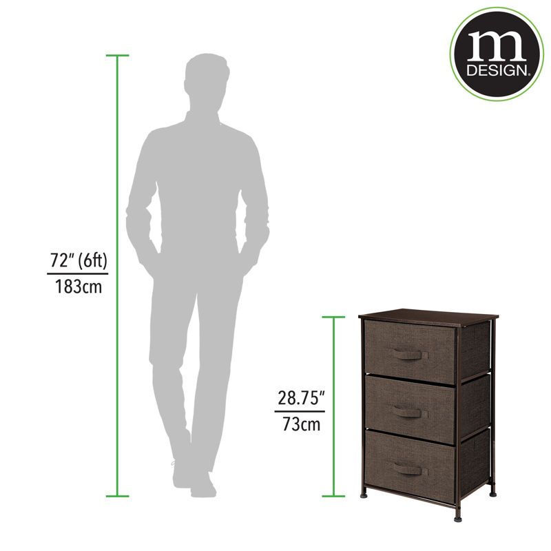 mDesign Storage Dresser Tower Furniture Unit with 3 Drawers, 2 of 6