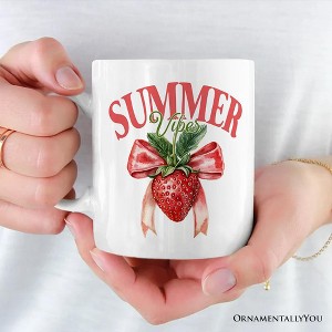 Summer Vibes Strawberry Mug, White, Seasonal Coquette Gift| OrnamentallyYou - 1 of 4