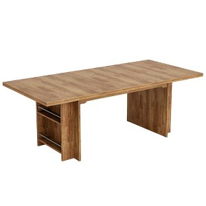 Resenkos Computer Desk, Office Desk, Study Desk,63" Executive Desk, Large Wood Computer Writing Table with Storage,Brown - 1 of 4