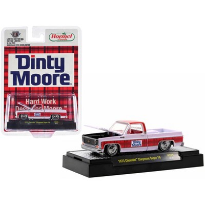 1973 Chevrolet Cheyenne Super 10 Truck White w/Red Top and Red Plaid Stripe Ltd Ed 1/64 Diecast Model Car by M2 Machines