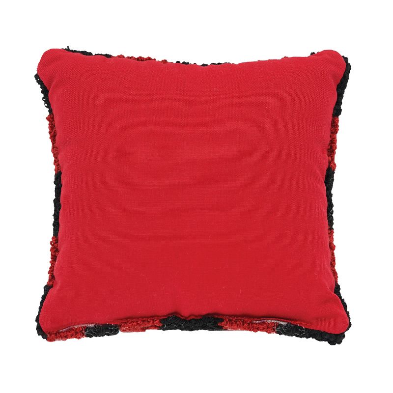 C&F Home 8" x 8" White Snowflake on Red and Black Checkered Background Knitted Cotton Petite Accent Throw Pillow, 4 of 6