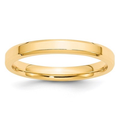 Black Bow Jewelry 3mm 14K White or Yellow Gold Beveled Edge Comfort Fit Band