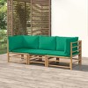 vidaXL Garden Lounge Set Natural Bamboo, Green Cushions - 2 of 4