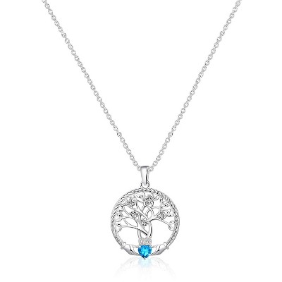 Molenia Tree of Life Necklace for Women, 925 Sterling Silver Birthstone Family Tree of Life Pendant Birthday Gifts
