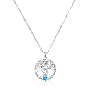 Molenia Tree of Life Necklace for Women, 925 Sterling Silver Birthstone Family Tree of Life Pendant Birthday Gifts - 1 of 4