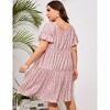 Plus Size Sundress with Short Sleeve Square Neck Ruffled Dress Smokced Wasit Tiered Dress Plus Size Peasant Dress Floral Prairie Dress - 4 of 4