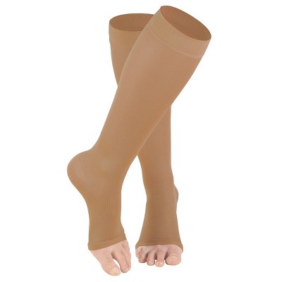 Truform Sheer Compression Stockings, 8-15 mmHg, Women's Open Toe, Knee High Length, 20 Denier