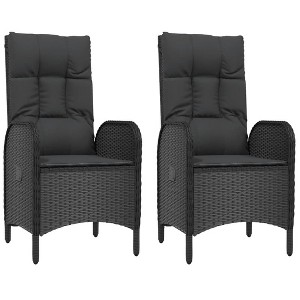 vidaXL Outdoor Chair Black Poly rattan, steel Standard Removable Covers - 1 of 4