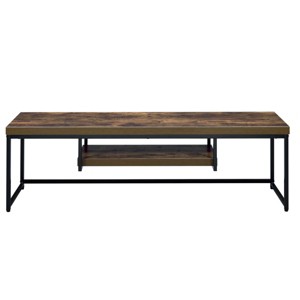 Syemin TV Stands and Consoles Unique Weathered Oak Black 1 Shelf TV Stand Fits Industrial Rustic Rooms Trendy Look, Brown, 62.4"*18.3"*4.33" - 1 of 4