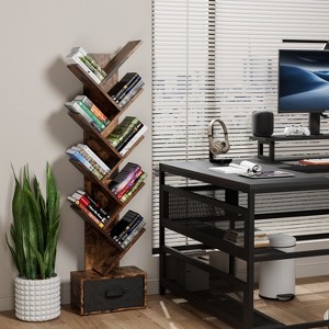 CAVINAS Bookcases for Living Room 5 Tier Large Bookcase Open Bookshelf Vintage Industrial Style Bookshelf with Metal Frame - 1 of 4