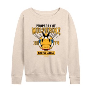 Women's - Marvel - Property of Wolverine Lightweight French Terry Wide Neck Long Sleeve Shirt - 1 of 4