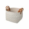 WeThinkStorage Set of 3 Felt Storage Baske twith Vegan Leather Handles Ivory - 2 of 4