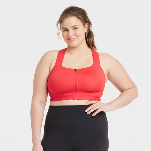 Women's Sculpt High Support Zip-front Sports Bra - All In Motion™ Red 44dd  : Target