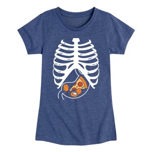 Girls' - Instant Message - Pizza Nuggets Skeleton Fitted Short Sleeve Graphic T-Shirt - 1 of 4