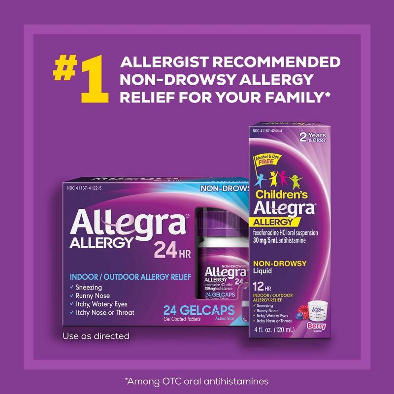 Allegra 24 Hour Allergy Relief Gel caps - Fexofenadine Hydrochloride, 5 of 8