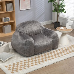 NicBex Faux Fur Bean Bag Chair with High-Density Memory Foam,Fluffy Lazy Sofa Chair for Adults,Modern Lounge Chair for Living Room,Grey - 1 of 4