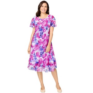 Woman Within Plus Size Overlay Tiered Dress - 1 of 4